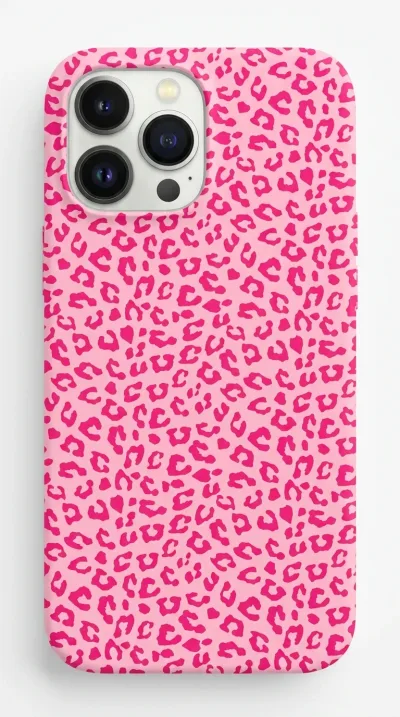 iPhone 15 Pro Max Kılıf - Pembe Canlı Leopar Desen featured