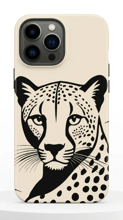 iPhone 15 Pro Max Kılıf - Siyah Dişi Leopar Sanatsal featured