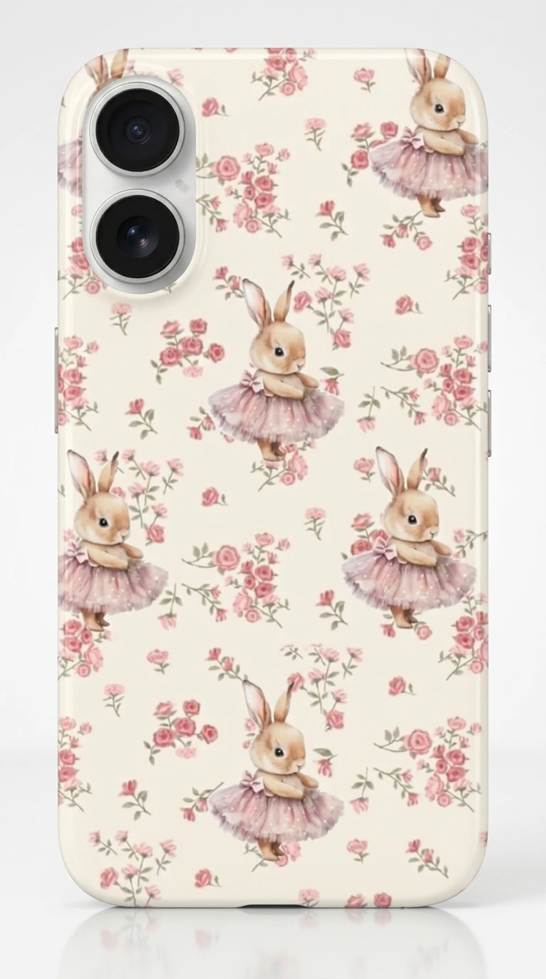 iPhone 16 Kılıf - Çiçekli Tavşan featured