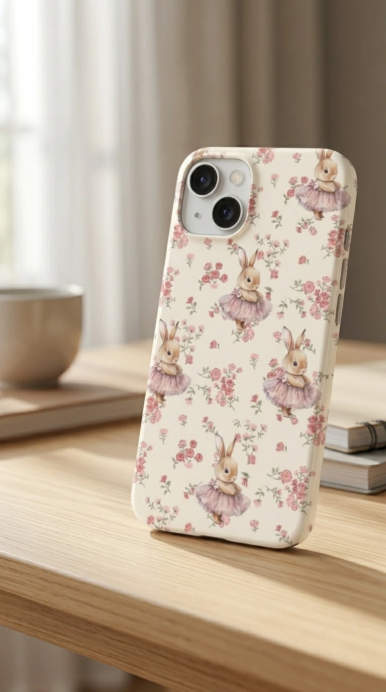 iPhone 16 Kılıf - Çiçekli Tavşan gallery 1