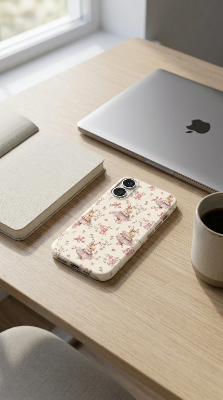 iPhone 16 Kılıf - Çiçekli Tavşan gallery 2