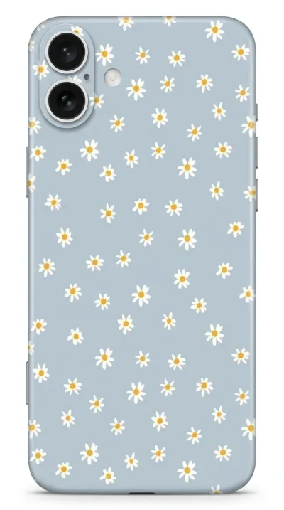 iPhone 16 Kılıf - Mavi Minimal Papatyalar featured