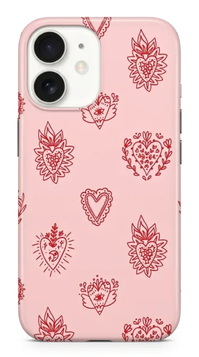 iPhone 16 Kılıf - Pembe Kalp Desenli featured