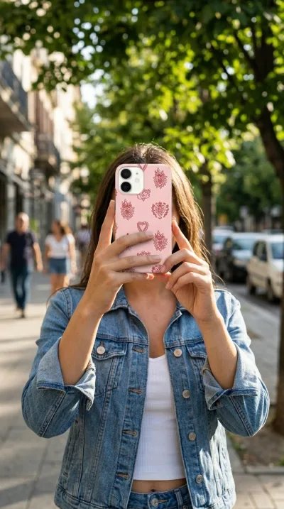 iPhone 16 Kılıf - Pembe Kalp Desenli gallery 1