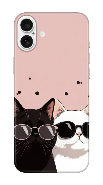 iPhone 16 Kılıf - Siyah ve Beyaz Gözlüklü Kediler featured