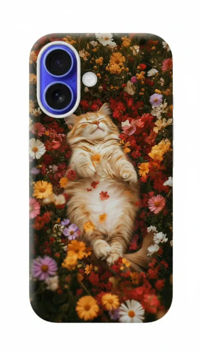 iPhone 16 Plus Kılıf - Çiçek Bahçesinde Uyuyan Kedi featured