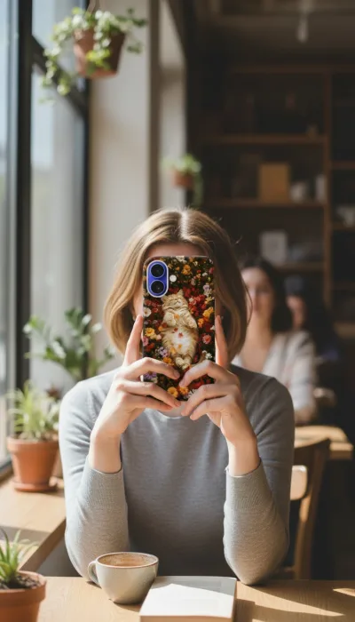 iPhone 16 Plus Kılıf - Çiçek Bahçesinde Uyuyan Kedi gallery 1