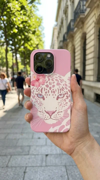 iPhone 16 Pro Kılıf - Pembe Çiçekli Leopar gallery 1