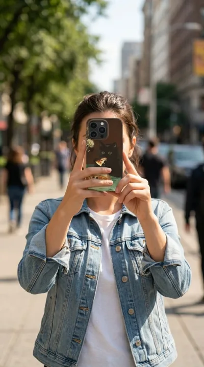 iPhone 16 Pro Kılıf - Pizza Yiyen Siyah Yavru Kedi gallery 1