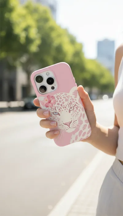 iPhone 16 Pro Max Kılıf - Pembe Çiçekli Leopar gallery 1