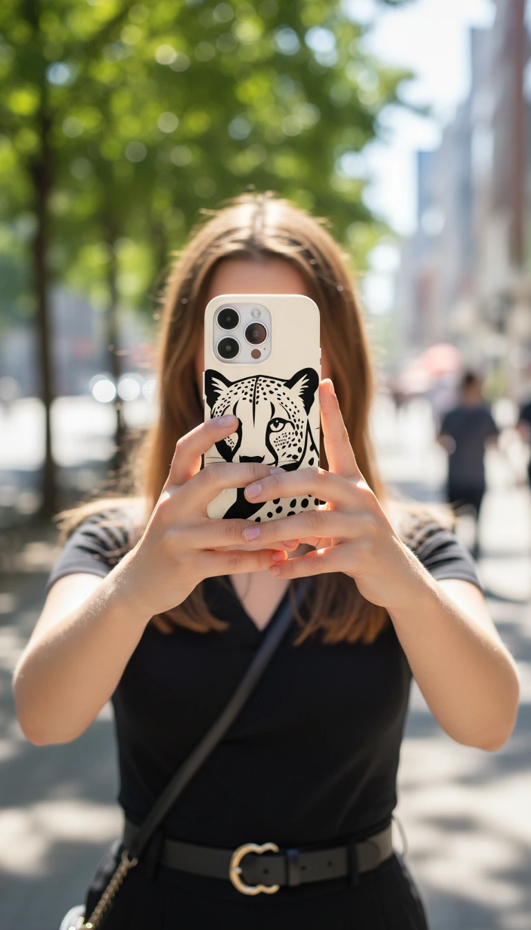 iPhone 16 Pro Max Kılıf - Siyah Dişi Leopar Sanatsal gallery 2