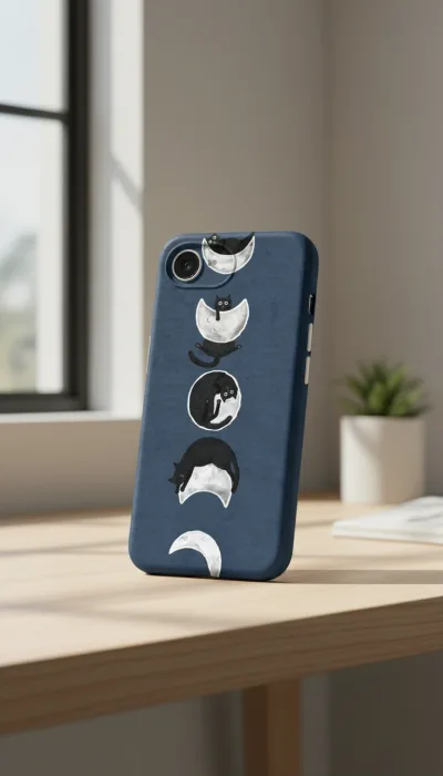 iPhone 16E Kılıf - Ay Dönümü Kedi gallery 1