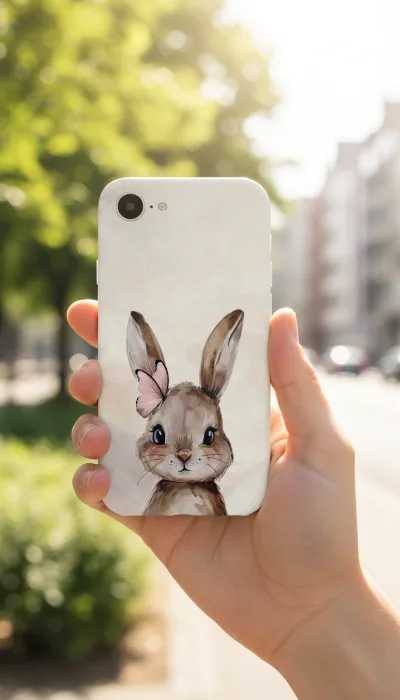 iPhone 16E Kılıf - Sevimli Küçük Tavşan Çizim gallery 1