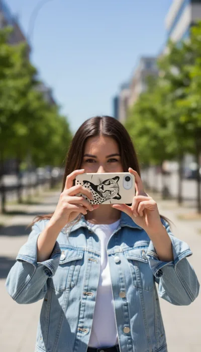 iPhone 16E Kılıf - Siyah Dişi Leopar Sanatsal gallery 1