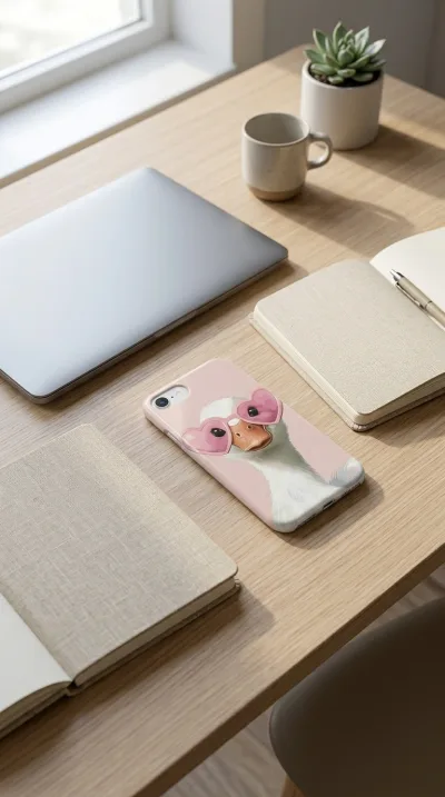 iPhone 17 Air Kılıf - Pembe Gözlüklü Ördek Çizim gallery 1