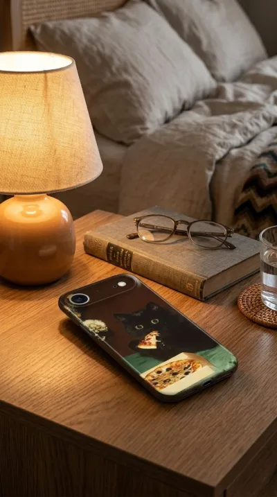 iPhone 17 Air Kılıf - Pizza Yiyen Siyah Yavru Kedi gallery 1