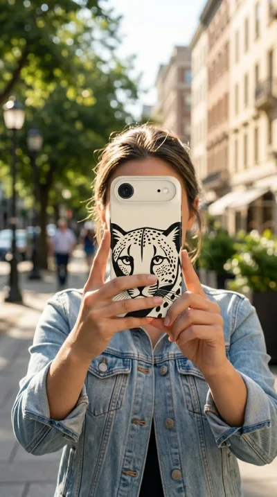 iPhone 17 Air Kılıf - Siyah Dişi Leopar Sanatsal gallery 1