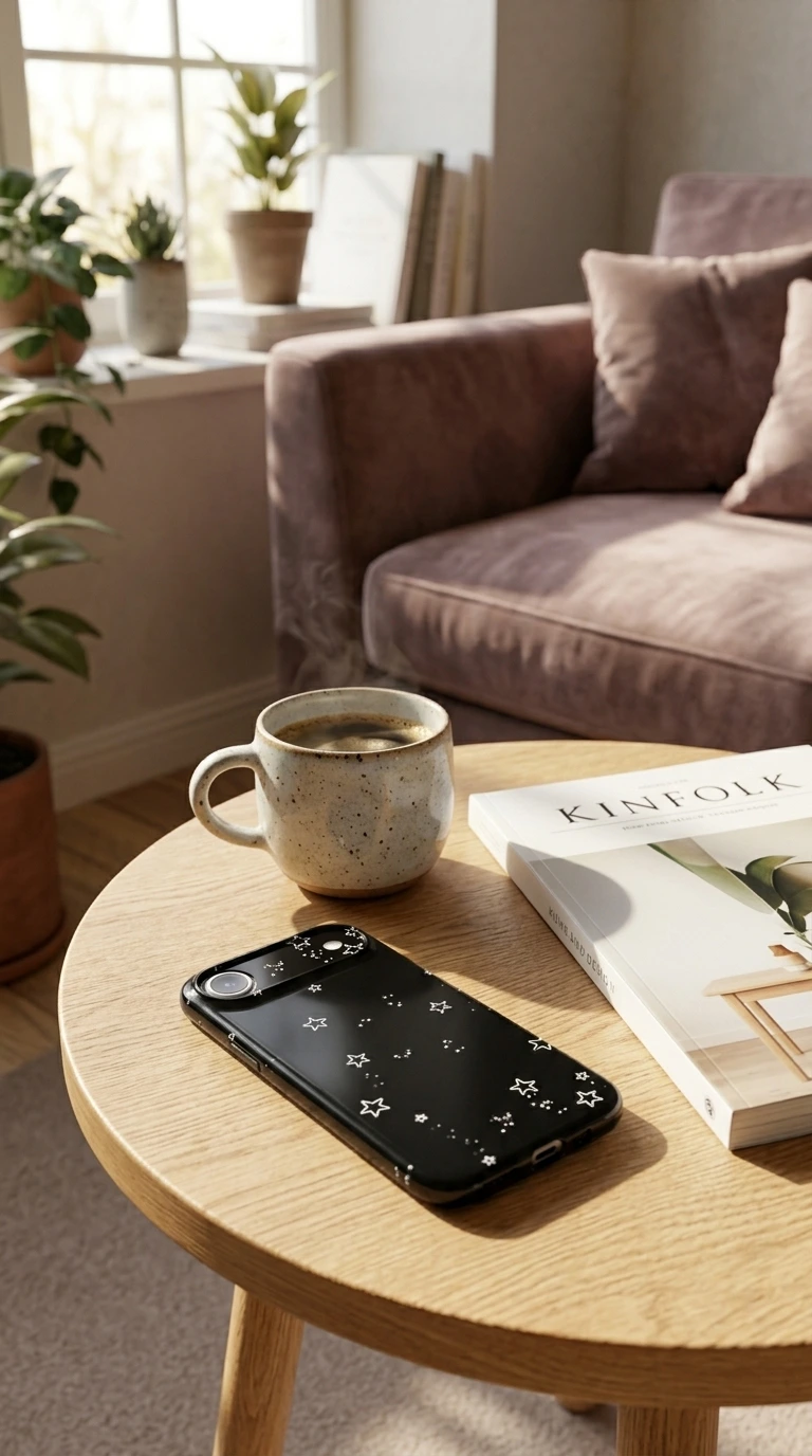 iPhone 17 Air Kılıf - Yıldız Desenli Siyah Gökyüzü gallery 1