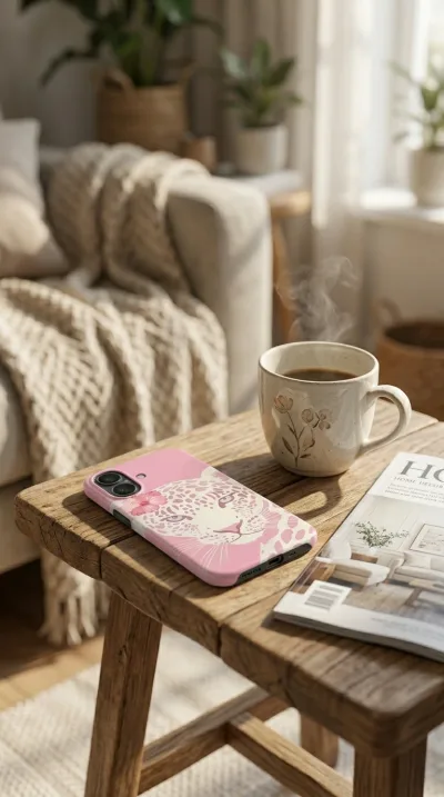 iPhone 17 Kılıf - Pembe Çiçekli Leopar gallery 1