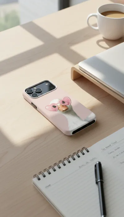 iPhone 17 Pro Max Kılıf - Pembe Gözlüklü Ördek Çizim gallery 1