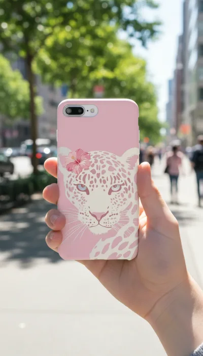 iPhone 7 Plus Kılıf - Pembe Çiçekli Leopar gallery 1