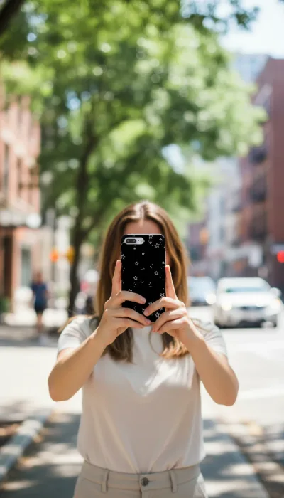 iPhone 7 Plus Kılıf - Yıldız Desenli Siyah Gökyüzü gallery 1