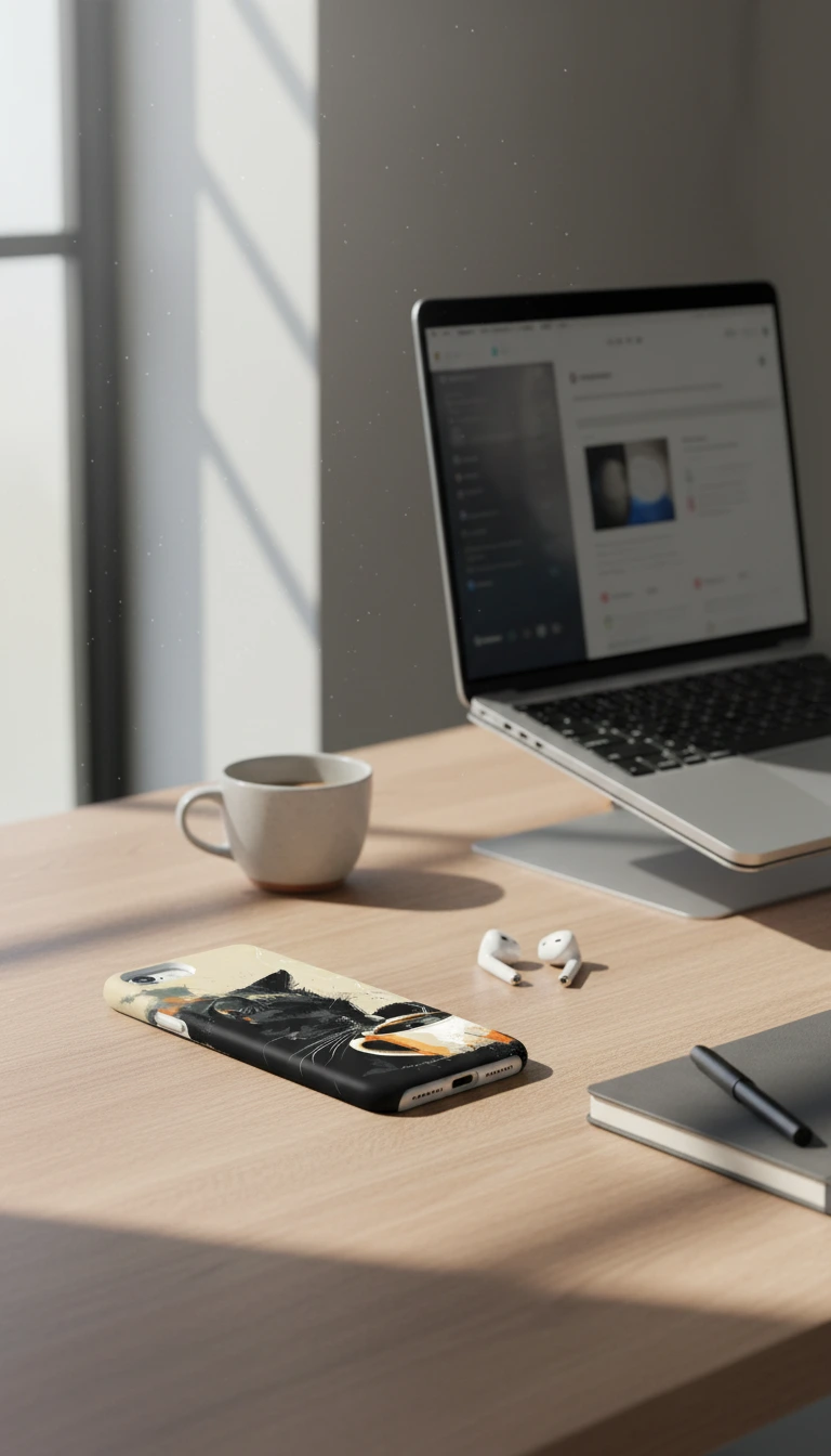 iPhone 8 Kılıf - Kahve İçen Siyah Kedi gallery 2