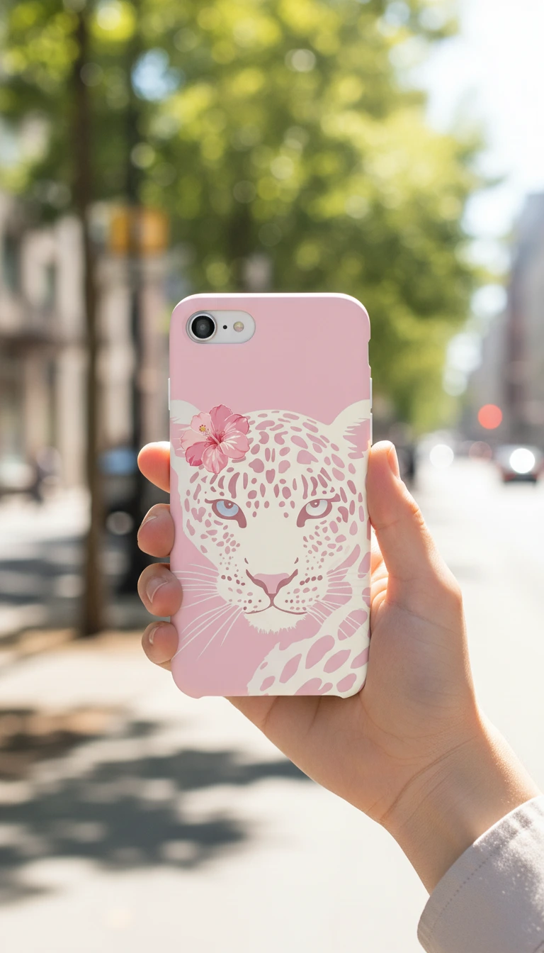 iPhone 8 Kılıf - Pembe Çiçekli Leopar gallery 2