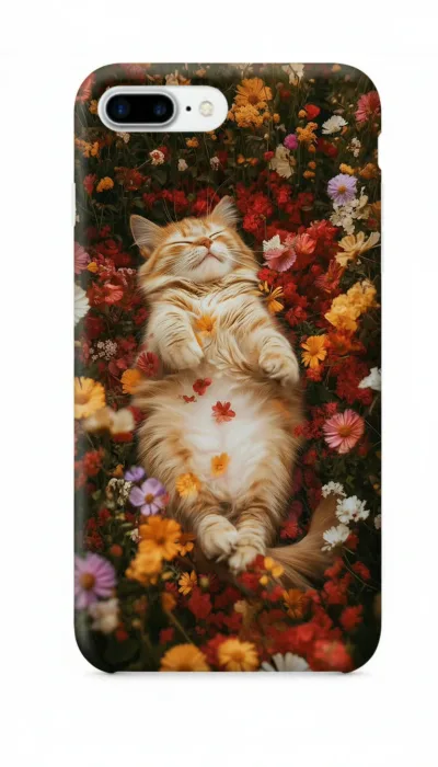 iPhone 8 Plus Kılıf - Çiçek Bahçesinde Uyuyan Kedi featured