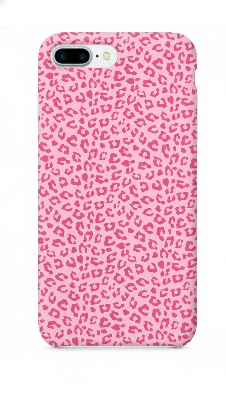 iPhone 8 Plus Kılıf - Pembe Canlı Leopar Desen featured