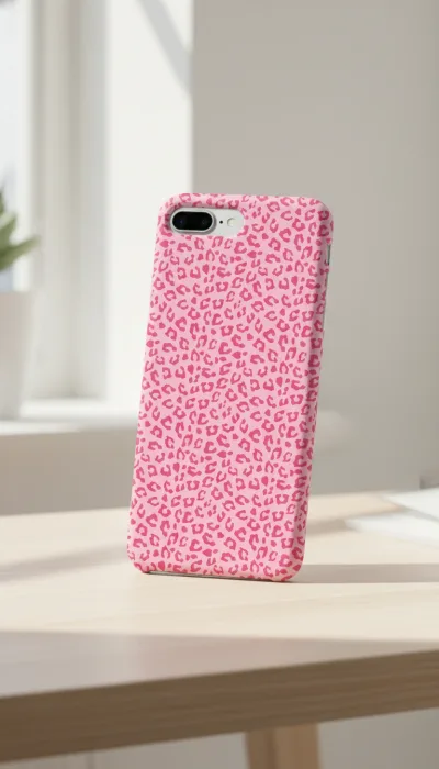 iPhone 8 Plus Kılıf - Pembe Canlı Leopar Desen gallery 1