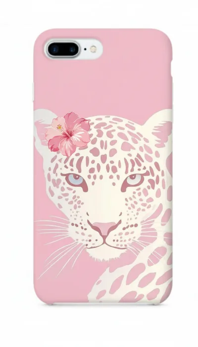 iPhone 8 Plus Kılıf - Pembe Çiçekli Leopar featured
