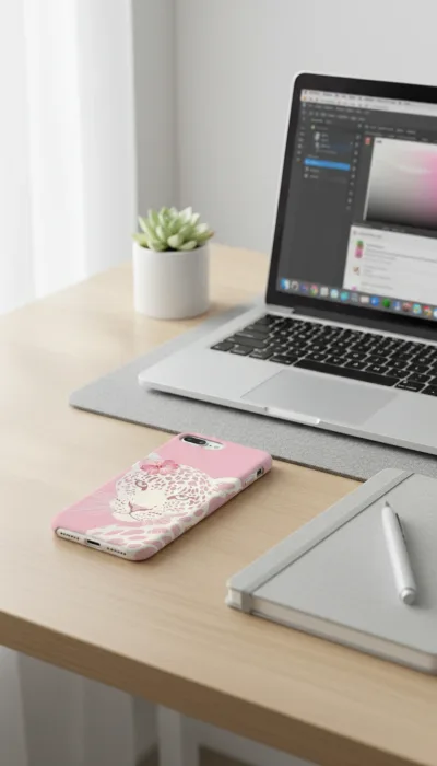 iPhone 8 Plus Kılıf - Pembe Çiçekli Leopar gallery 1