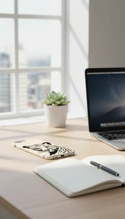 iPhone 8 Plus Kılıf - Siyah Dişi Leopar Sanatsal gallery 1