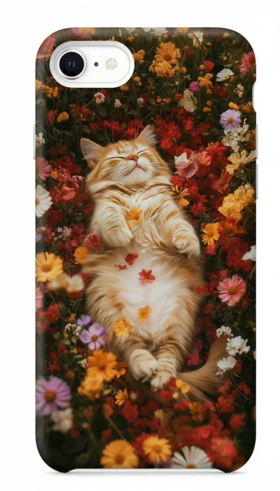 iPhone SE Kılıf - Çiçek Bahçesinde Uyuyan Kedi featured