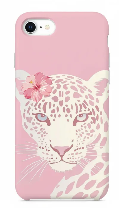iPhone SE Kılıf - Pembe Çiçekli Leopar featured
