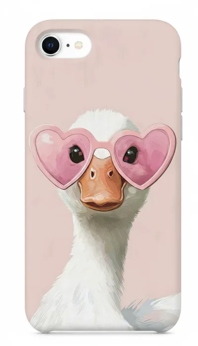 iPhone SE Kılıf - Pembe Gözlüklü Ördek Çizim featured