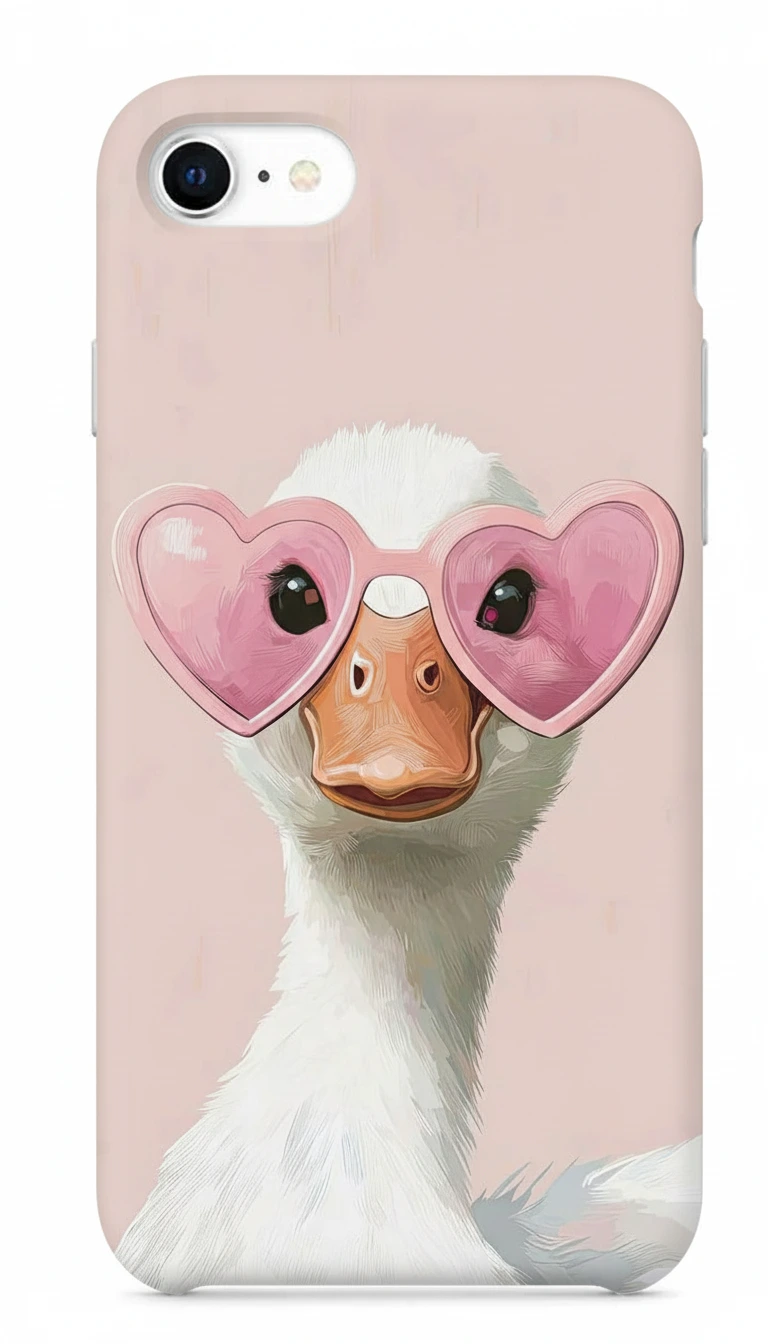 iPhone SE Kılıf - Pembe Gözlüklü Ördek Çizim featured