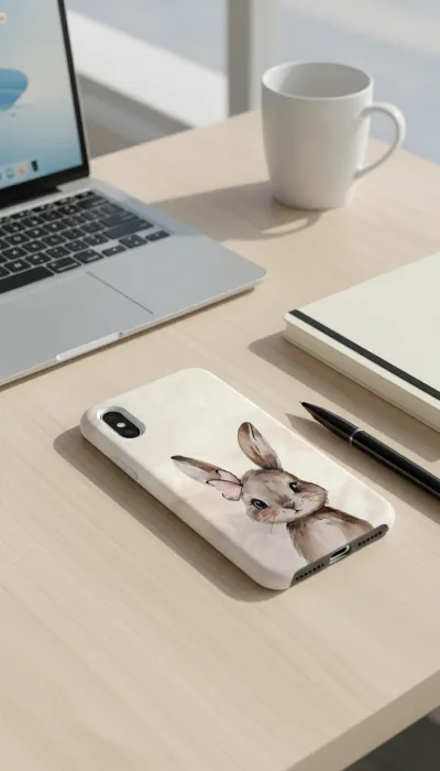 iPhone X Kılıf - Sevimli Küçük Tavşan Çizim gallery 1