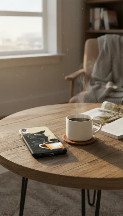 iPhone XR Kılıf - Kahve İçen Siyah Kedi gallery 1