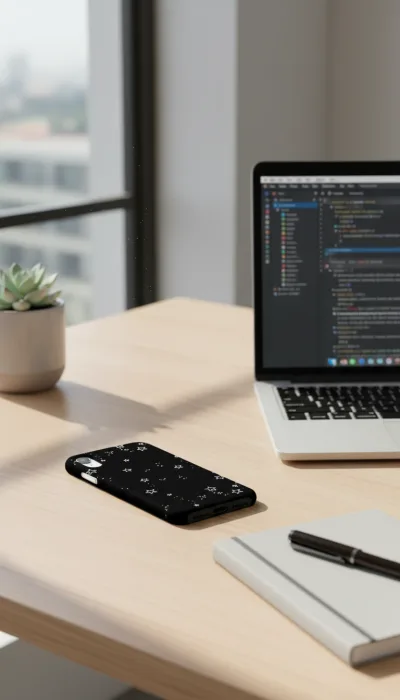 iPhone XR Kılıf - Yıldız Desenli Siyah Gökyüzü gallery 1