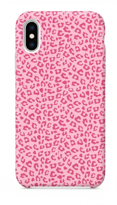 iPhone XS Kılıf - Pembe Canlı Leopar Desen featured