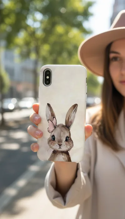 iPhone XS Kılıf - Sevimli Küçük Tavşan Çizim gallery 1