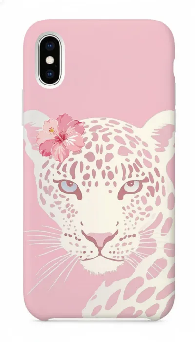 iPhone XS Max Kılıf - Pembe Çiçekli Leopar featured