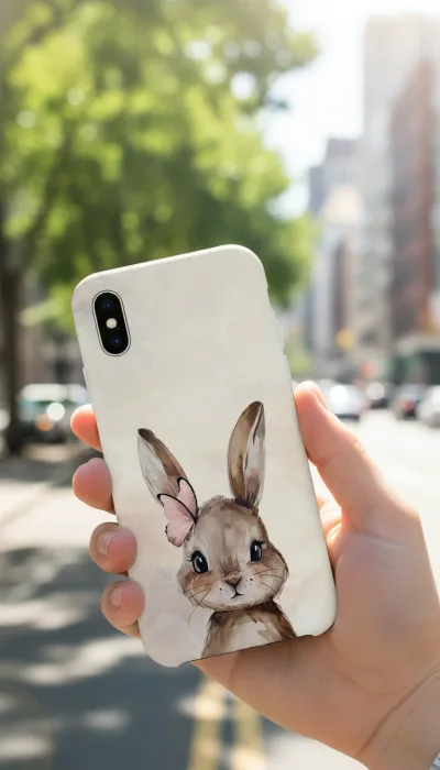 iPhone XS Max Kılıf - Sevimli Küçük Tavşan Çizim gallery 1